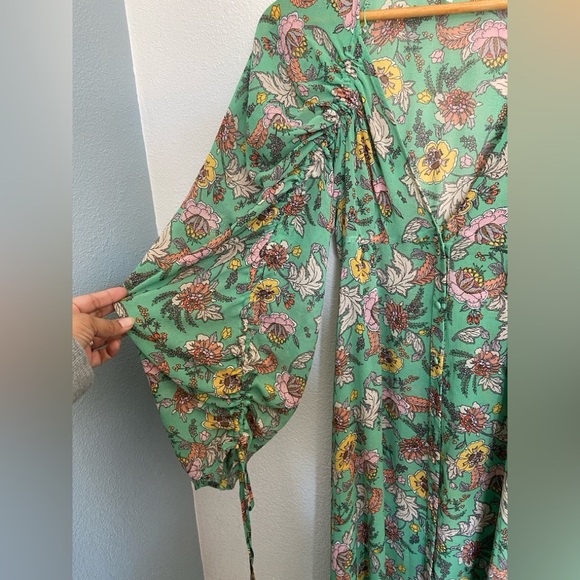 Free People Earthfolk green combo spring floral boho maxi dress - Picture 6 of 12